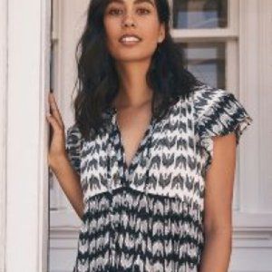 Kenzie Parrott Ruffle-Sleeve Flannel Sleep Dress